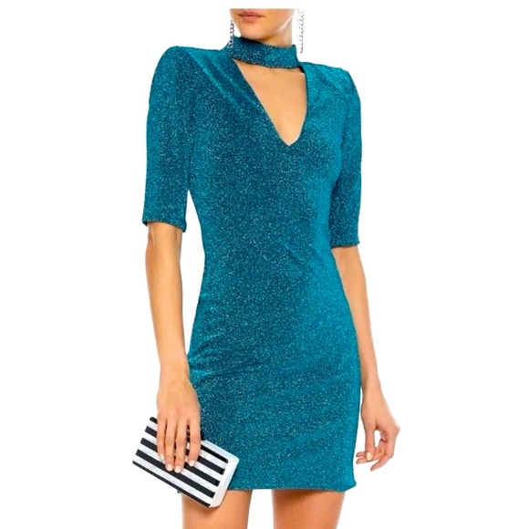 Alice & Olivia Inka Fitted Mini Dress in dark turquoise ––NWT - Picture 3 of 17